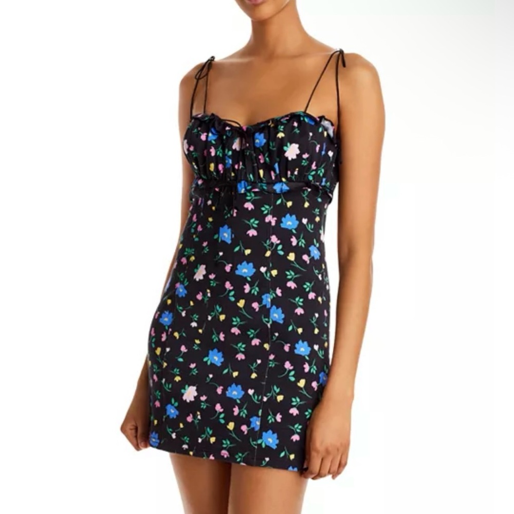 For Love & Lemons Robin Floral Denim Mini Dress 2XL NWT